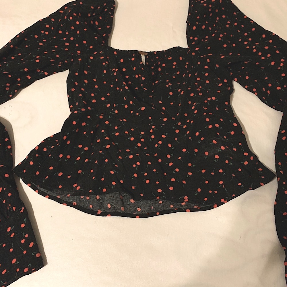 Free People feminine cherry blouse